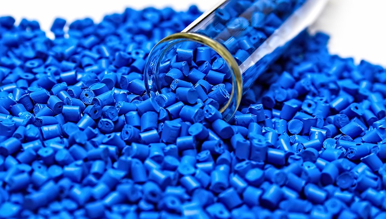 blue plastic pellets